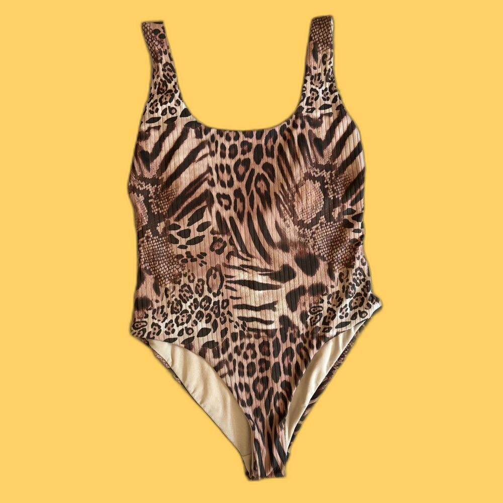 Ribbed Animal Print - ASOS one piece Swimsuit - Size 6 (medium)